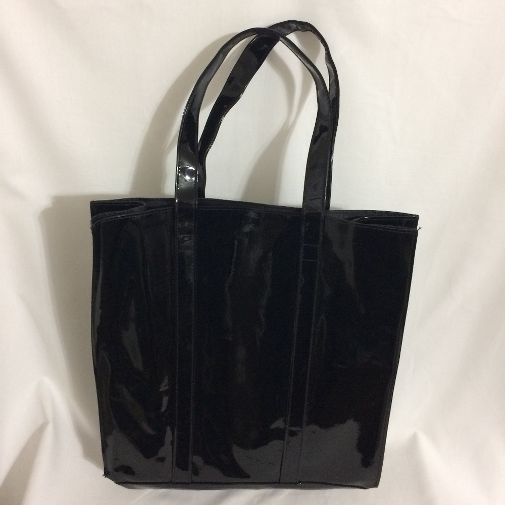 New York City Black Patent Leather Tote Bag